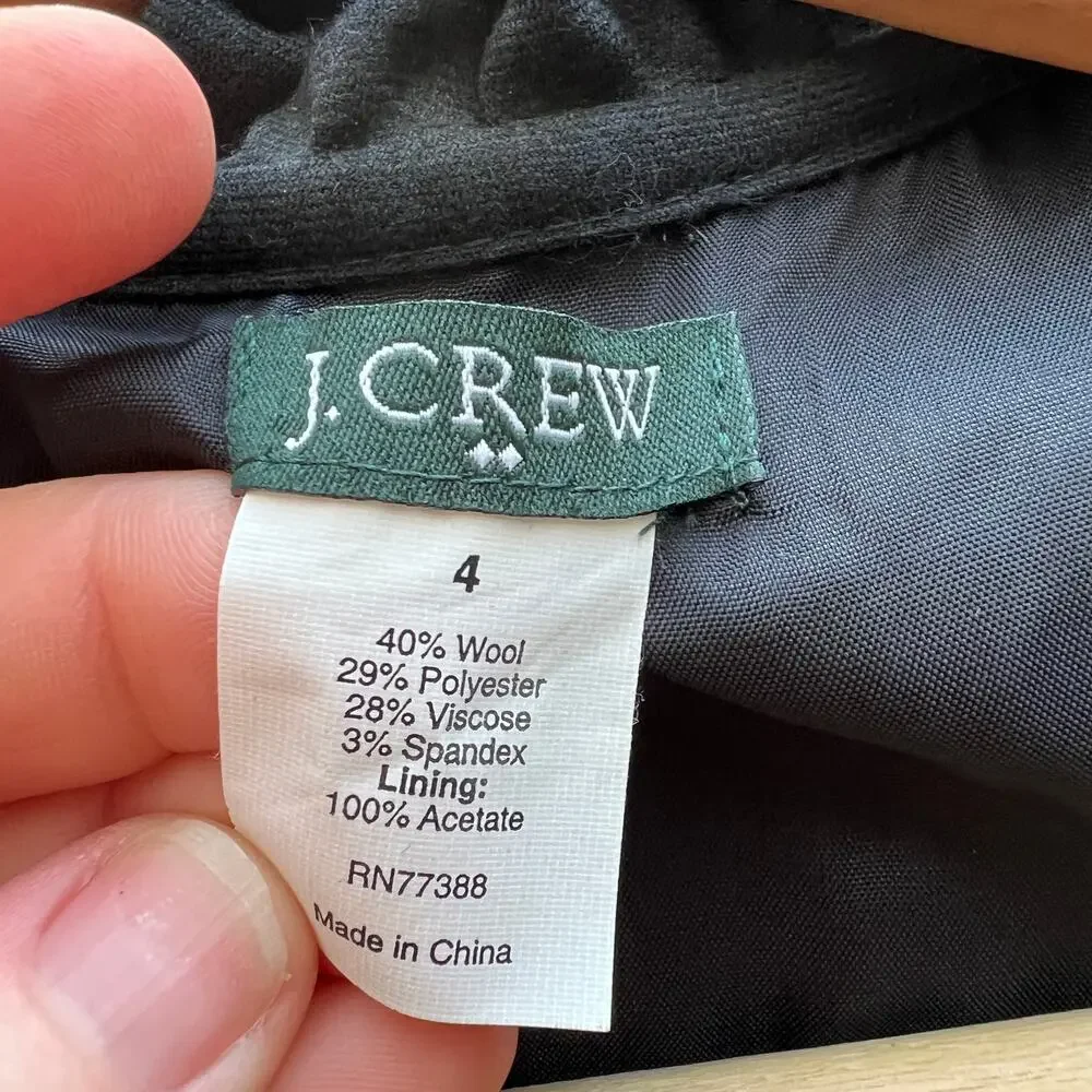 J. Crew Black Wool Blend Ruffle Collar Dress 4